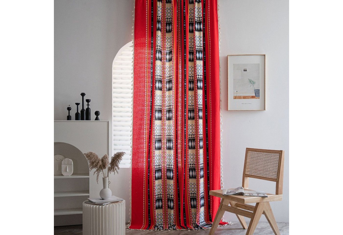 Vorhang Vorhänge Vorhänge Böhmischer halbverdunkelnder Küchenvorhang, AUKUU, Trennvorhang Erkerfenster LichtdurchlässigkeitEinteiliges Paket von AUKUU