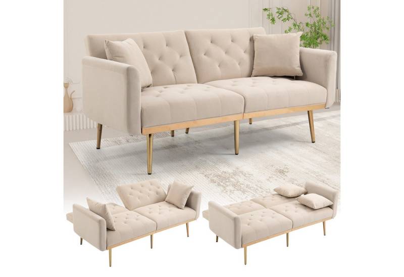 LVHOM Schlafsofa Klappsofa mit Bettfunktion + 2 passenden Kissen, 162(L)x80(B)x78(H) cm, platzsparend, verstellbare Rückenlehne (Schlaffunktion), Sitzfläche aus Samt/Fleece, Multifunktional & Luxus von LVHOM