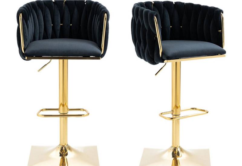 LVHOM Barhocker 360° drehbare moderne Samt-Barstühle, goldene Stuhlbeine (2 St) von LVHOM