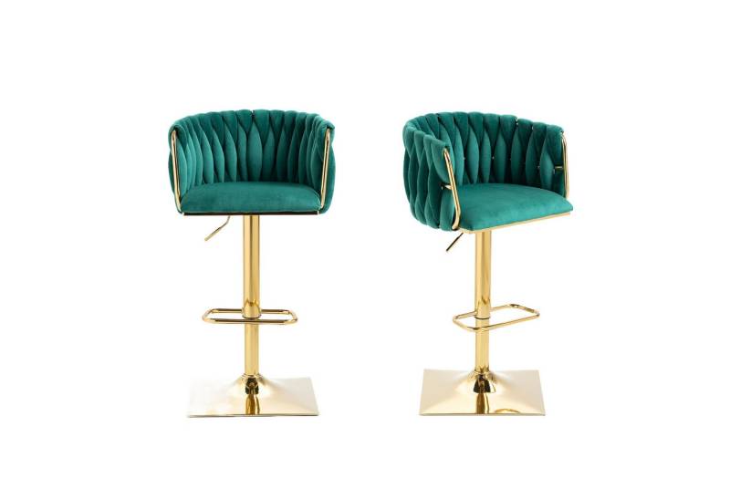 AUKWIK Barhocker 360° drehbare moderne Samt-Barstühle, goldene Stuhlbeine (2 St) von AUKWIK