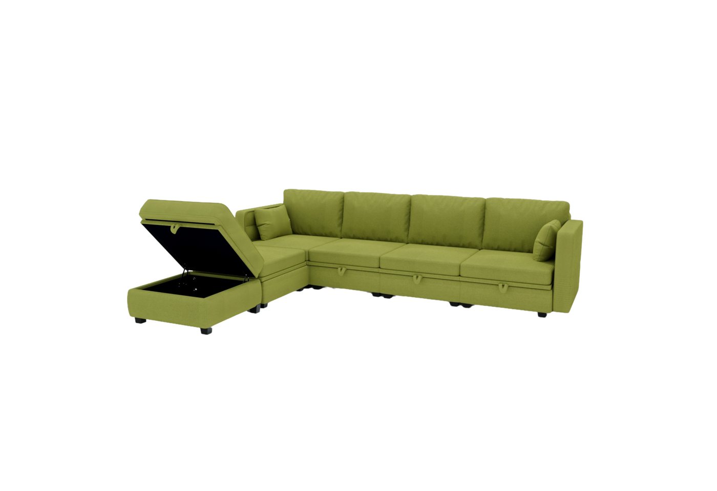 AUKWIK Ecksofa mit Hockern und Stauraum, frei arrangierbaren Schlafsofa, Set, 6-Sitzer mit 2 Kissen, Modulares Sofaset von AUKWIK