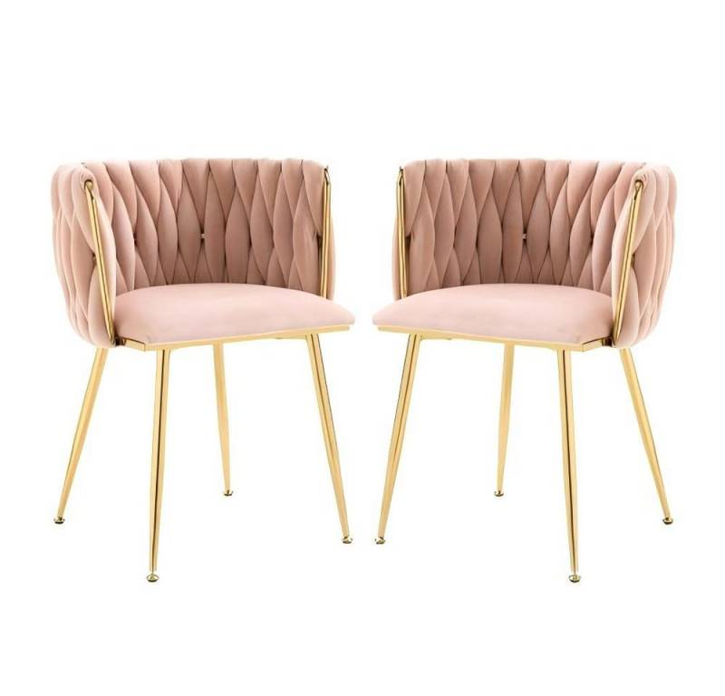 AUKWIK Esszimmerstuhl Set mit runden Rückenlehne, Wohnzimmerstuhl aus Samt/Leinen (Set, 2 St), 2/4/6 Stück von AUKWIK