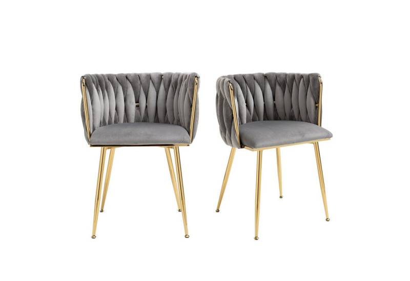 AUKWIK Esszimmerstuhl Set mit runden Rückenlehne, Wohnzimmerstuhl aus Samt/Leinen (Set, 4 St), 2/4/6 Stück von AUKWIK