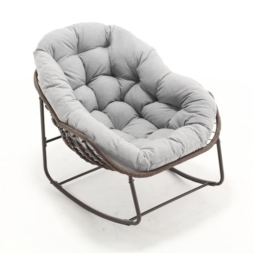 AUKWIK Schaukelstuhl Outdoor bequemer Garten Relaxsessel XXL Lesesessel mit Polsterung für Balkon, Wohnzimmer und Terrasse, Hellgrau AUKWIK Schaukelstuhl Outdoor bequemer Garten Relaxsessel XXL Lesesessel mit Polsterung für Balkon, Wohnzimmer und Terrasse, Hellgrau von AUKWIK