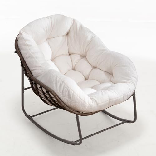 AUKWIK Schaukelstuhl Outdoor bequemer Garten Relaxsessel XXL Lesesessel mit Polsterung für Balkon, Wohnzimmer und Terrasse, Teddy Weiß AUKWIK Schaukelstuhl Outdoor bequemer Garten Relaxsessel XXL Lesesessel mit Polsterung für Balkon, Wohnzimmer und Terrasse, Teddy Weiß von AUKWIK
