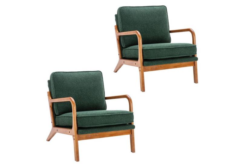 AUKWIK Sessel, PU Leder Loungesessel mit Holzbeinen, bis 136 kg Belastbar (2-St) von AUKWIK