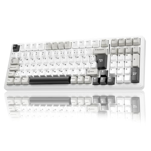 AULA F99 Mechanische Gaming Tastatur,QWERTZ (Weiß Grau) von AULA