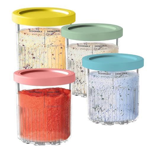 AULKZIOV Pint-Behälter, Ersatz für Ninja Creami Deluxe Pints NC501, kompatibel mit Ninja NC501 NC500 Series Creami Eismaschinen, 4 Stück von AULKZIOV