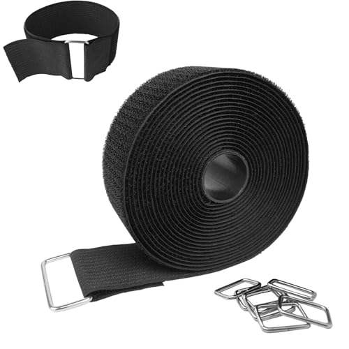 AUMAYCO Verstellbare Klett Kabelbinder, 5m x 5cm Klettband mit 10 Metallverschlüssen, Wiederverwendbare Nylon-Kabelbinder, Klettband Selbstklebend Extra Stark, Zuschneidbare Haken-und Schleifenbänder AUMAYCO Verstellbare Klett Kabelbinder, 5m x 5cm Klettband mit 10 Metallverschlüssen, Wiederverwendbare Nylon-Kabelbinder, Klettband Selbstklebend Extra Stark, Zuschneidbare Haken-und Schleifenbänder von AUMAYCO