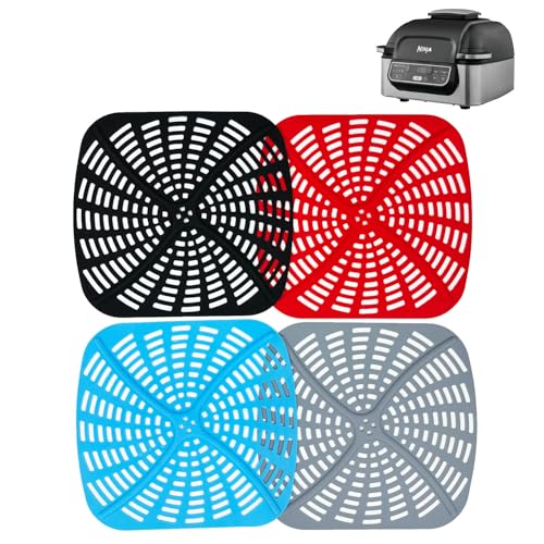 4Pcs Silikonform für Heißluftfritteuse für Ninja Foodi Health Grill und Heißluftfritteuse AG301EU, Antihaftbeschichtet Wiederverwendbar Silikoneinsatz Zubehör, 21 cm x 22 cm von AUMUA