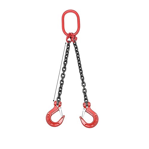 AUNANGLJSCS Hebekranhaken, Hebekettenschlinge Einsträngige Kettenschlinge Kompletter Satz Hebeketten G80 Manganstahl-Hebehaken for Heben oder Ziehen(2 tons 0.5 Meters 2 Legs 2 Hooks) von AUNANGLJSCS