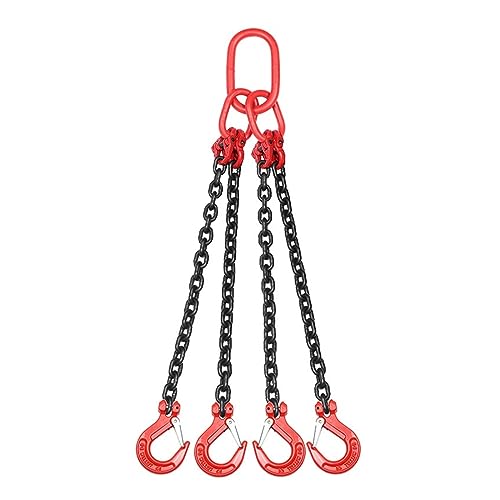 AUNANGLJSCS Hebekranhaken, Hebekettenschlinge Einsträngige Kettenschlinge Kompletter Satz Hebeketten G80 Manganstahl-Hebehaken for Heben oder Ziehen(2 tons 0.5 Meters 4 Legs 4 Hooks) von AUNANGLJSCS