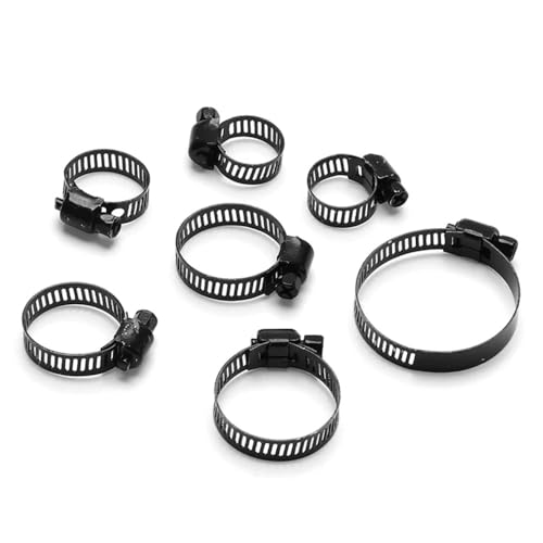 Einohr-Schlauchschelle, 10/20 Stück schwarze Schlauchschellen mit Schneckenantrieb for 3/8 Zoll Edelstahl, einstellbare Kraftstoffleitung, Schneckengröße, Clip-Hoop-Schlauchschelle(20pcs 21 38mm) von AUNANGLJSCS
