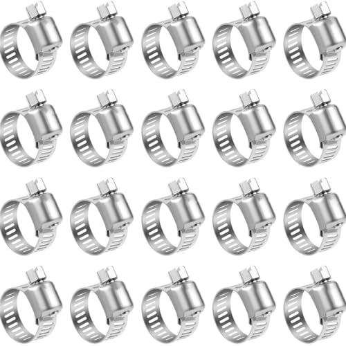 Einohr-Schlauchschelle, 10 Stück Edelstahl verstellbare Antriebskraftstoffleitung Schneckengröße Clip Hoop Schlauchschelle, 19,29 mm Einohr-Schlauchschelle, 10 Stück Edelstahl verstellbare Antriebskraftstoffleitung Schneckengröße Clip Hoop Schlauchschelle, 19,29 mm von AUNANGLJSCS