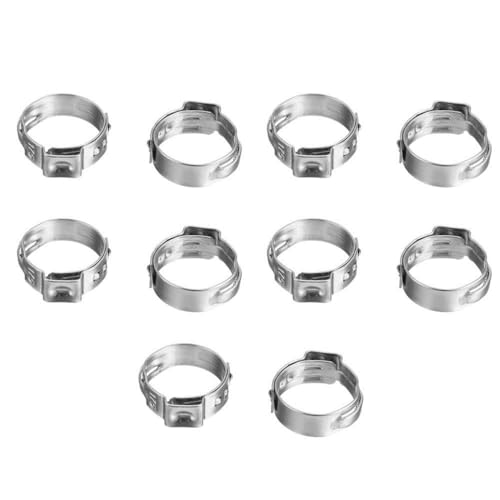 Einohr-Schlauchschelle, 10 Stücke 304 Edelstahl Einzelohr-Schlauchschellen Clip 6,5 mm-50 mm(14.1 16.6mm) von AUNANGLJSCS