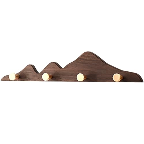 Mehrzweck-Organizer-Haken, Garderobenständer aus Holz mit 4/6/8 Haken goldenem Messing, Wandgarderobe Massivholz, Garderobenleiste for den Eingangsbereich(Brown,40cm/15.7in) von AUNANGLJSCS
