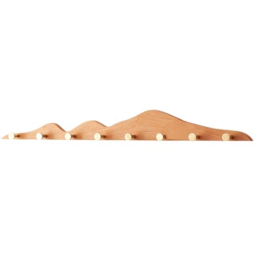 Mehrzweck-Organizer-Haken, Garderobenständer aus Holz mit 4/6/8 Haken goldenem Messing, Wandgarderobe Massivholz, Garderobenleiste for den Eingangsbereich(Natural,74cm/29.1in) von AUNANGLJSCS