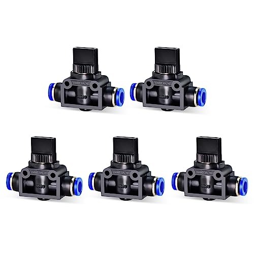 Messingkugelhahn, 5 Stücke 10mm Rohr OD Push-to-Connect Air Control Kugelhahn Pneumatische Ventil Union Armaturen(8MM) von AUNANGLJSCS
