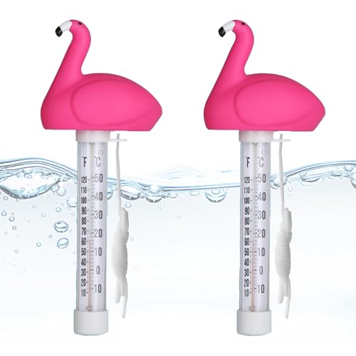 AUNGCSHE 2 Stück Pool Thermometer, Floating Poolthermometer Mit Seil, Schwimmendes Wasserthermometer, Für Innen und Außen Pools, Aquarien, Fischteiche (Rosa - Moltres) von AUNGCSHE