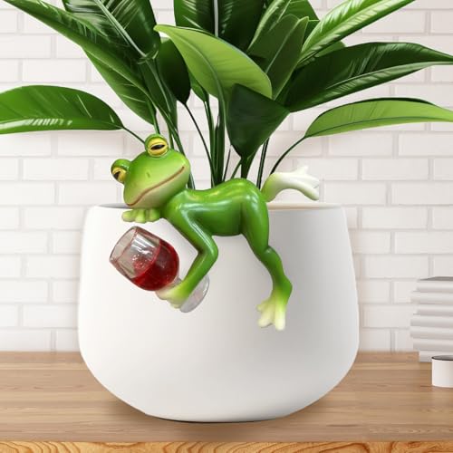 AUNGCSHE Frosch Deko Garten, Mit Weinglas Frosch Deko Figuren, Gilt für Miniteich Deko, Balkon Deko, Garten Deko Draußen, Blumentöpfe, Terrassen, Höfe, Rasenflächen(Liegend) von AUNGCSHE