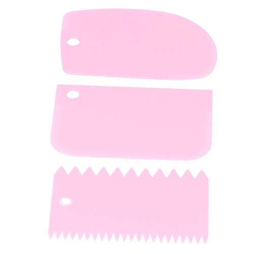 3PCS Cake Scraper Smoother, DIY Icing Smoother Werkzeug für Cream Cake Dekoration, Kunststoffstreifen Edge Side Scraper Tool für Backteig Cutter(Rosa) von AUNMAS