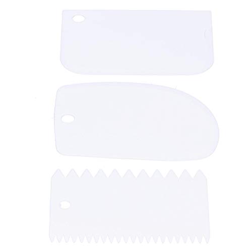 3PCS Cake Scraper Smoother, DIY Icing Smoother Werkzeug für Cream Cake Dekoration, Kunststoffstreifen Edge Side Scraper Tool für Backteig Cutter(Weiß) von AUNMAS
