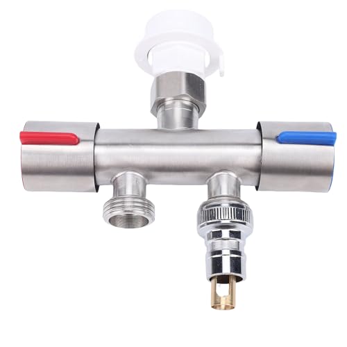 AUNMAS 2 - -Schlauchsplitter Dual Outlet Wasserhahn Splitter mit G1/2 -Schnittstelle 304 Edelstahl -Leckschutz für Waschmaschinen Küchengarten von AUNMAS
