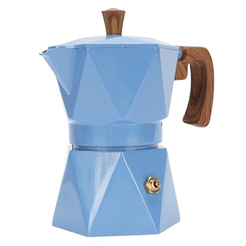 AUNMAS 2 Tasse Italienische Kaffeemaschine, Aluminium Dual Valve 3D -Kaffeemaschine - Topf mit Großem HitzeIsoliergriff für Home Cafe Camping (BLUE) von AUNMAS