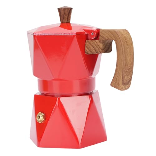 AUNMAS 2 Tasse Italienische Kaffeemaschine, Aluminium Dual Valve 3D -Kaffeemaschine - Topf mit Großem HitzeIsoliergriff für Home Cafe Camping (Rot) von AUNMAS