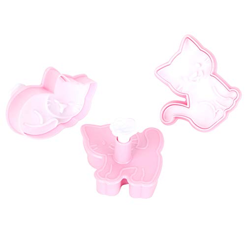 AUNMAS 3 Stück Keksform, Rosa Lebensmittelqualität Kunststoff DIY Cookies Form Cartoon Katze Geformt Kekse Formen DIY Backen Keksform Set für Backstuben, Cafés, Konditoreien von AUNMAS