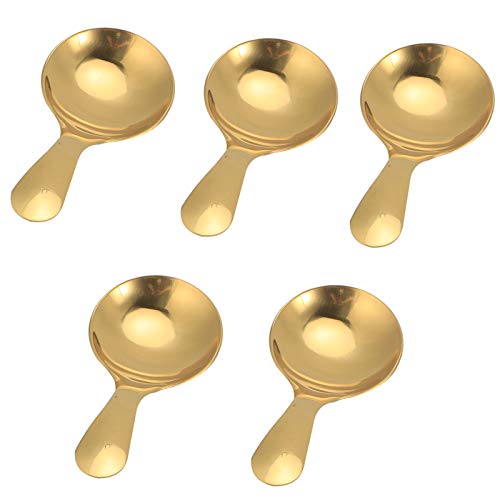 AUNMAS 5pcs Eisschaufel, 304 Edelstahl Abgerundete Glatte Kanten Dessertlöffel Teelöffel für Salateistee (goldene Farbe) von AUNMAS