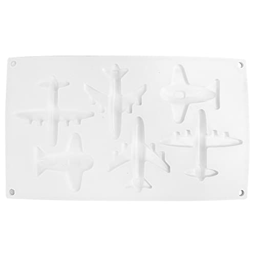 AUNMAS 6 Gitter Flugzeugform, 297x174mm Silikon Backen Schokolade Kuchen Dekoration Form 3D Silikon Flugzeug Eiswürfelschalen Praline Fondant Jelly Pudding Brownie Dekorieren Backwerkzeug von AUNMAS