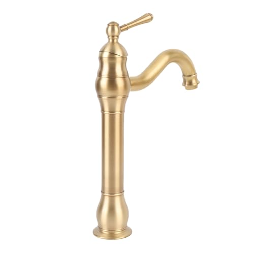AUNMAS Bad Einer Loch Wasserhahn, Moderner Waschbecken Wasserhahn, Einzelgriff und Schwenk, Heißes und Kaltes mit 2 Schläuchen Kupfer für Waschbecken Eitelkeit RV von AUNMAS
