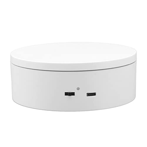 AUNMAS Drehbarer Display-Ständer, Batteriebetriebene Automatische Drehscheibe Display Weiße Plug-in-Fernbedienung Drehbarer Plattenteller 360 Grad Fotografie Drehteller(Durchmesser 13 cm / 5,1 Zoll) von AUNMAS