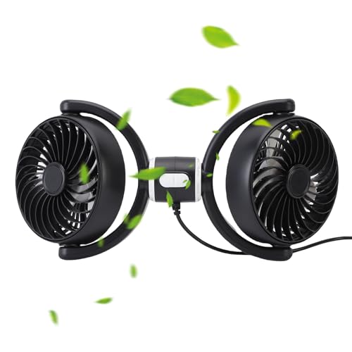 AUNMAS Fahrzeug Heck -Kopfstützen -Lüfter, 360 Grad Rotatable Dual Head Car Ventilator für das Rücksitz Elektrofahrzeugmontierte USB -Kühlventilator für Home Office Dashboard SUV RV von AUNMAS