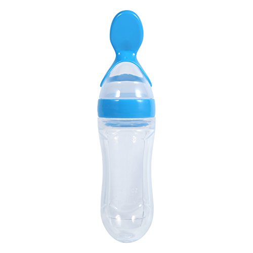 AUNMAS Getreidefütterung Flasche Infant Food Squeeze Feeder Kleinkindmilchbrei Löffel (BLUE) von AUNMAS