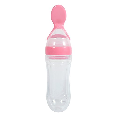 AUNMAS Getreidefütterung Flasche Infant Food Squeeze Feeder Kleinkindmilchbrei Löffel (PINK) von AUNMAS