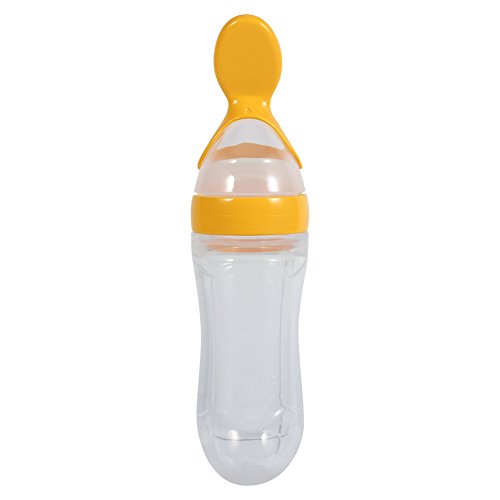 AUNMAS Getreidefütterung Flasche Infant Food Squeeze Feeder Kleinkindmilchbrei Löffel (YELLOW) von AUNMAS
