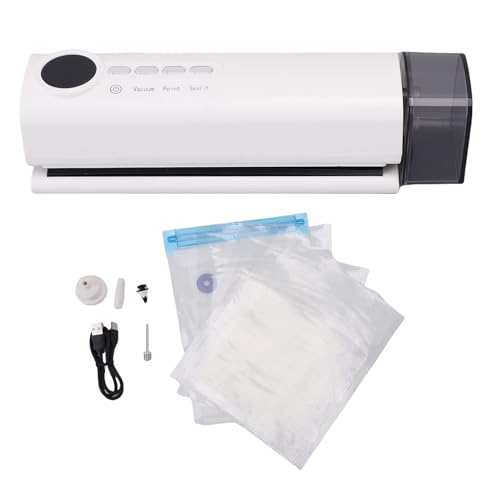 AUNMAS Kabelfreie Vakuumversiegelungsmaschine Automatische Lebensmittelversiegeler Multifunktional Einstellbare Temperatur Tragbar mit 3 Wärmeeinstellungen für den Lebensmittelpool (Beige) von AUNMAS