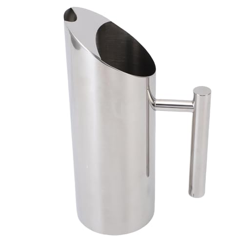 AUNMAS Kalt TrinkenderKrug mit Griff, 1L Verchromt Spiegel Finish Edelstahl WasserKrug Karaffe mit Eis Schutz für Home Hotel Restaurant (SILVER) von AUNMAS