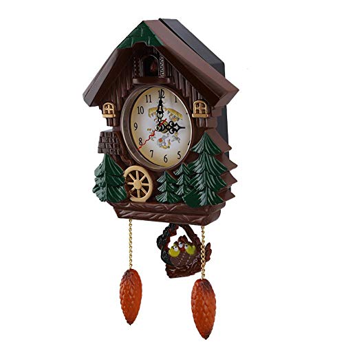 AUNMAS Kuckuck Wanduhr, Schwarzwalduhr mit Kuckuck Handwerk Vintage Wall Clock Modische Holz Baumhaus Uhr für Schlafzimmer Wohnzimmer Schule Büro Dekoration von AUNMAS