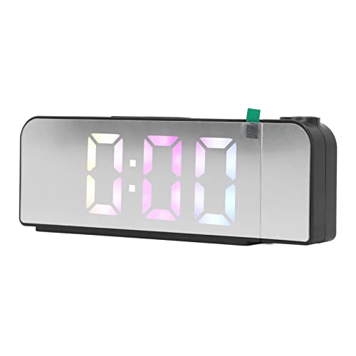 LED-Projektionsuhr, Wecker mit Großem Bildschirm für Schlafzimmer 180-Grad-Projektion Wecker mit Großer Schriftart 12 Stunden 24 Stunden Anzeige 3 Helligkeitsstufen von AUNMAS