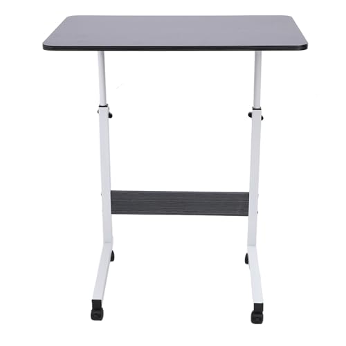 AUNMAS Mobiler TV -Tabletttisch, Höhe Einstellbarer C -Form -Holz Nachttisch mit Eisenrädern Vielseitiger Beweglicher Endtisch für den Einsatz von Wohnheimwohnheimen Apartment Hospital (Black) von AUNMAS