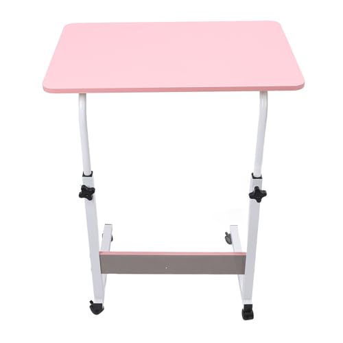 AUNMAS Mobiler TV -Tabletttisch, Höhe Einstellbarer C -Form -Holz Nachttisch mit Eisenrädern Vielseitiger Beweglicher Endtisch für den Einsatz von Wohnheimwohnheimen Apartment Hospital (Rosenate) von AUNMAS
