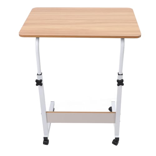 AUNMAS Mobiler TV -Tabletttisch, Höhe Einstellbarer C -Form -Holz Nachttisch mit Eisenrädern Vielseitiger Beweglicher Endtisch für den Einsatz von Wohnheimwohnheimen Apartment Hospital (Walnussfarbe) von AUNMAS
