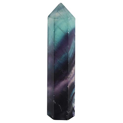 AUNMAS Natürlicher Fluorit Healing Crystal Quarz Kristall Stein Regenbogen Natur Fluorit Quarz Kristall Hexagonal Zauberstab Gesundheitsförderung Edelsteine Home Office Desktop Dekoration von AUNMAS