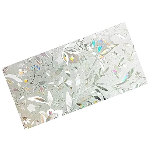 AUNMAS PVC-Fensterfolie, 60x300cm 3D Tulpen-Muster Selbstklebende Fenster-Sichtschutzfolie Statisch Klebender Fensteraufkleber Dekorative Fenster-Sichtschutzfolie für das Innenministerium von AUNMAS