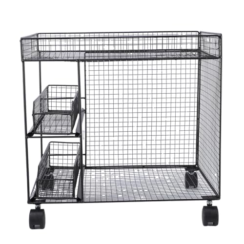 AUNMAS Rolling Utility Cart Küchenorganisator mit Rädern Mobiler Lagerregal für Küchen Wohnzimmer Badezimmer Büro Garage (Black #12) von AUNMAS