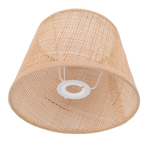 AUNMAS Square Mesh Rattan Tischlampenschatten, Runde Retro -handgefertigte Lampenschirm für E27 E14 Tischlampe Deckenlampe Anhängerlampe Kronleuchterstock Lampe von AUNMAS