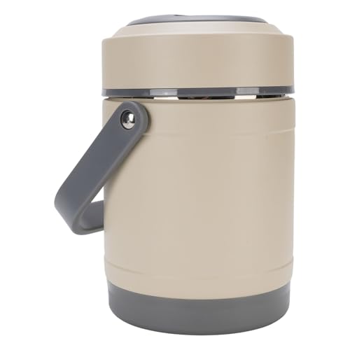 AUNMAS Tragbare Elektrische Lunchbox mit Griff, 20W 1,6 L IPX5 Wassersicher Edelstahl Futter Beheizte Lunchbox Kleine Lebensmittelwärmer für Wohnheimbüroreisen (Beige) von AUNMAS